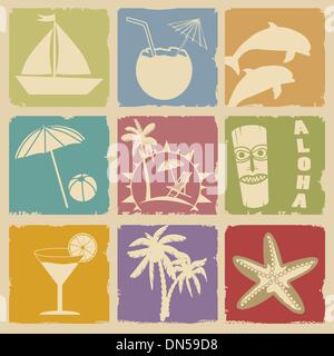 Set of Vintage Summer Labels Stock Vector