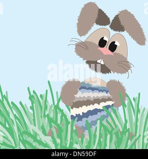 happy fluffy pastel easter bunny Stock Vector