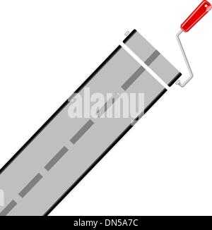 Road and paint roller Stock Vector