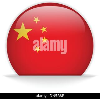 China Flag Glossy Button Stock Vector
