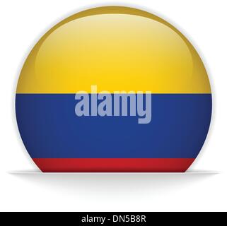 Colombia Flag Glossy Button Stock Vector
