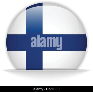 Finland Flag Glossy Button Stock Vector