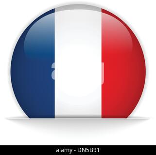 France Flag Glossy Button Stock Vector
