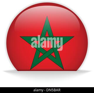 Morocco Flag Glossy Button Stock Vector