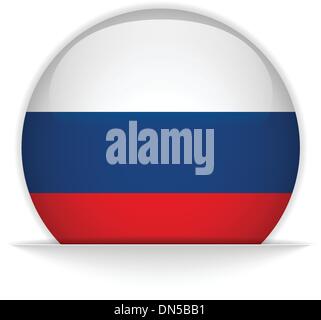 Russia Flag Glossy Button Stock Vector