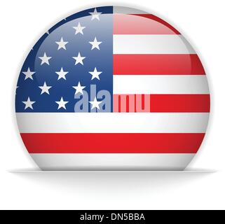United States Flag Glossy Button Stock Vector