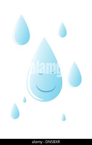 blue drops of rain with a smile Stock Vector