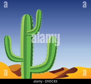 vector cactus in desert Stock Vector