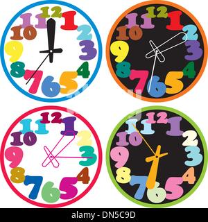 set of a colorful clocks Stock Vector