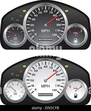 Black and white vector car dashboard speedometer icon with minimalist ...