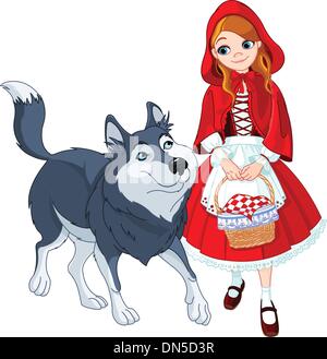 Little red riding hood and wolf Stock Vector