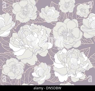 Seamless floral pattern. Background with peonies Stock Vector