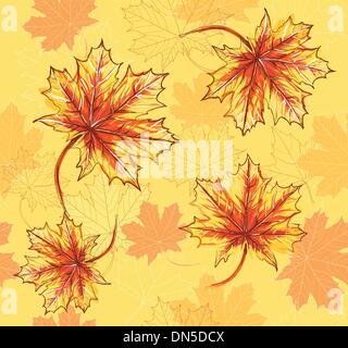 Seamless pattern with maple leafs. Autumn leafs background. Stock Vector