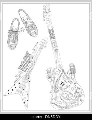 Rock music design elements set. Stock Vector