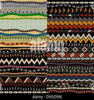Set of seamless patterns with African elements Stock Vector