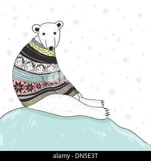 Christmas card with cute polar bear. Stock Vector