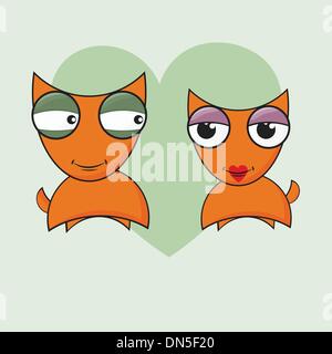 Vector cartoon illustration of a cute little red fox. Stock Vector