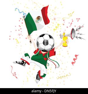 Mexico Soccer Fan with Ball Head Stock Vector