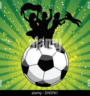 Crowd Celebrating Soccer Game on Ball. Stock Vector