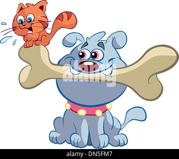 happy cat and dog clip art