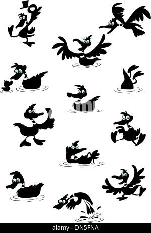 duck silhouet vector set Stock Vector