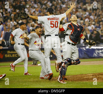 Oct 19, 2006; New York, NY, USA; Cardinals celebrates after Game 7 of the NLCS against the New York Mets at Shea Stadium on Thursday, October 19, 2006. The Cardinals beat the Mets 3-1 and advanced to the World Series. Mandatory Credit: Photo by Laurie Skrivan/St. Louis Post-Dispatch/ZUMA Press. (©) Copyright 2006 by St. Louis Post-Dispatch Stock Photo