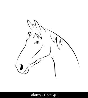 Outline head horse isolated on white background Stock Vector Image ...