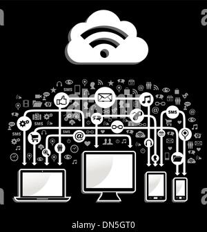Cloud computing network Stock Vector