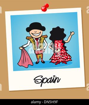 Spain travel people in instant photo frame Stock Vector