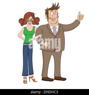 business couple isolated on white background Stock Vector