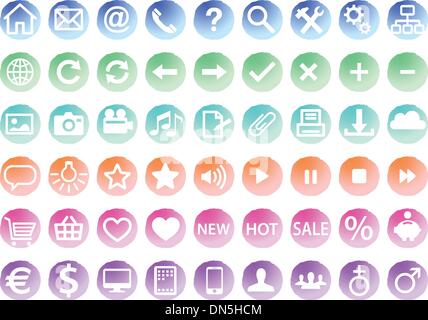 watercolor web icon set, vector Stock Vector