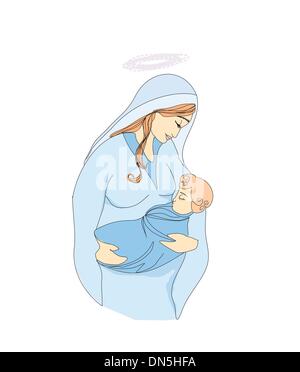 Madonna and child Jesus Stock Vector
