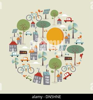 Trendy go green icons circle Stock Vector