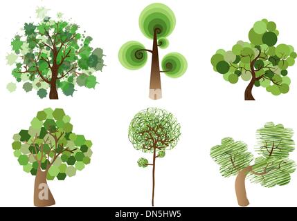 Multicolor tree set Stock Vector