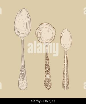 Vintage hand drawn spoon set Stock Vector