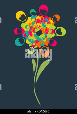 Social media people flower Stock Vector