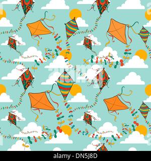 Flying kites seamless pattern Stock Vector