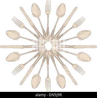 Hand drawn cutlery design set Stock Vector