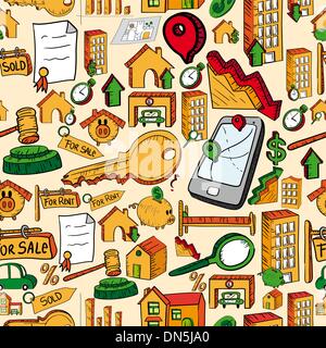 Real estate tree seamless pattern Stock Vector