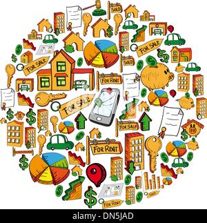 Real estate icon set globe Stock Vector