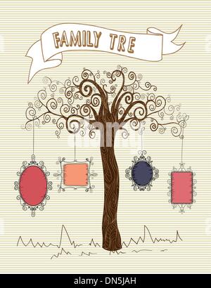 family tree with blank picture frames, vector illustration Stock Vector ...