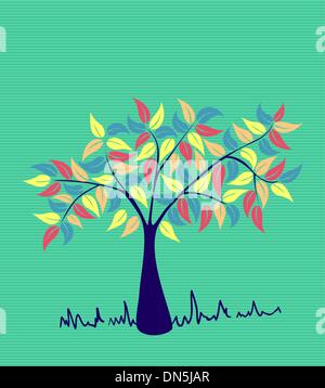 Vintage colors leaves tree Stock Vector