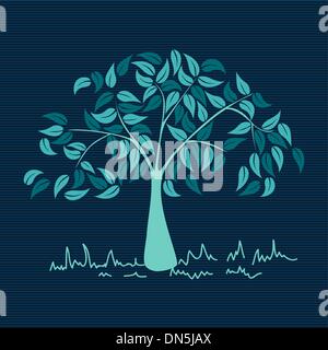 Vintage colors leaves tree Stock Vector
