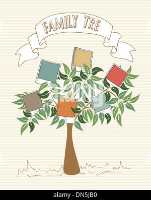 Vintage colors instant photo tree Stock Vector