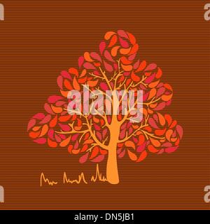 Vintage colors leaves tree Stock Vector