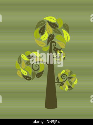 Vintage colors leaves tree set Stock Vector