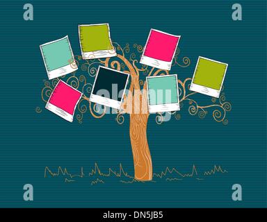 Vintage colors instant photo tree Stock Vector