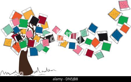 Vintage colors instant photo tree Stock Vector