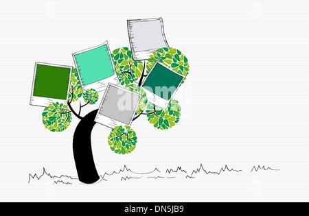Vintage colors instant photo tree Stock Vector