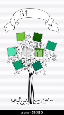 Vintage lines instant photo tree Stock Vector